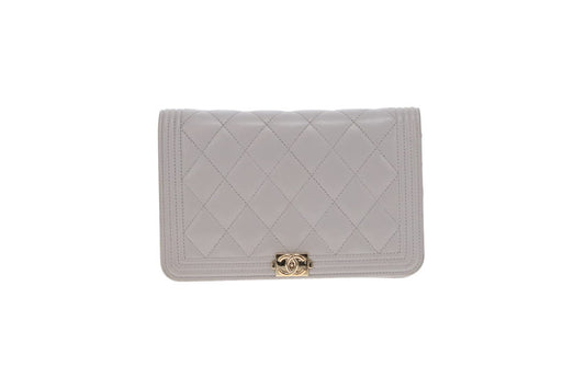 Chanel Wallet On Chain Boy Quilted Lambskin Grey 2018