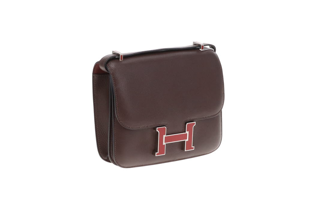Hermes Constance 18 In Swift Rouge Sellier With Framboise Enamel H Closure