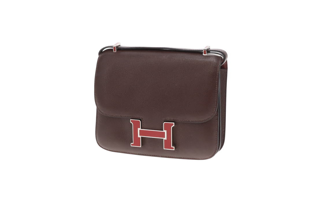 Hermes Constance 18 In Swift Rouge Sellier With Framboise Enamel H Closure