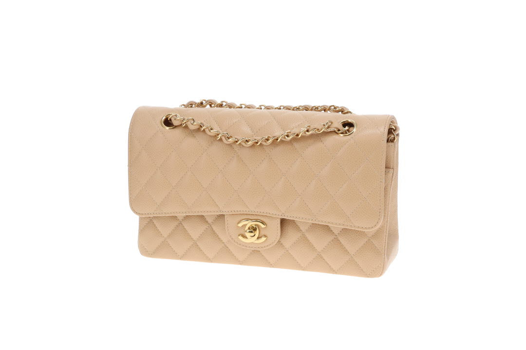 Chanel Classic Double Flap Beige Caviar With Gold Hardware 2023