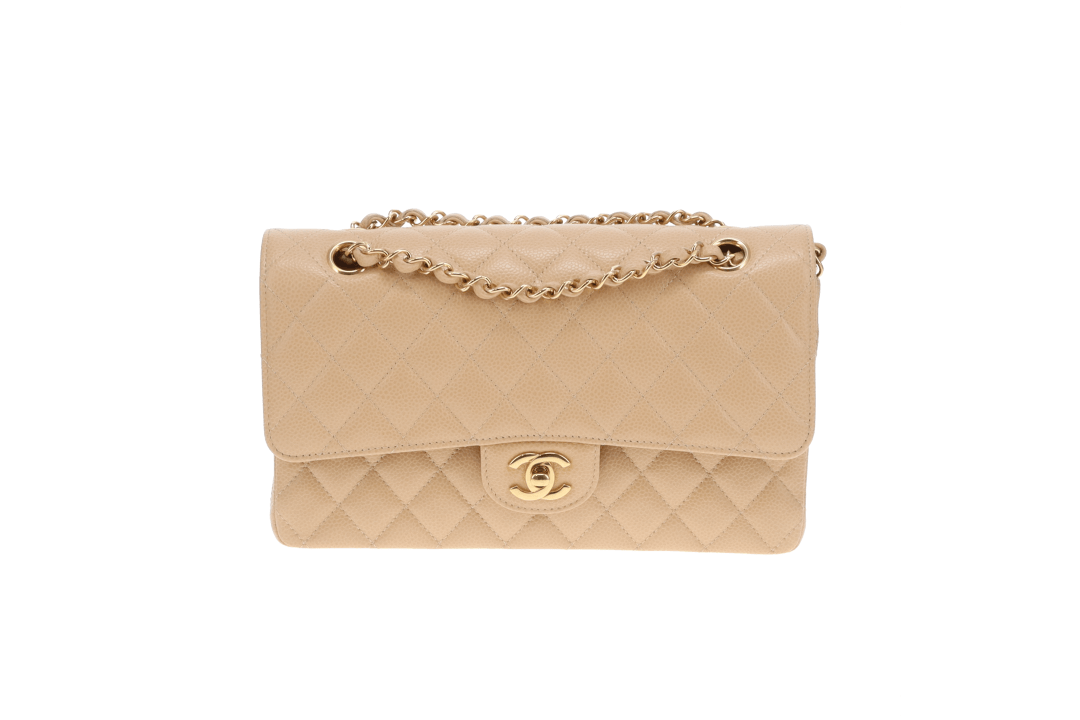 Chanel Classic Double Flap Beige Caviar With Gold Hardware 2023