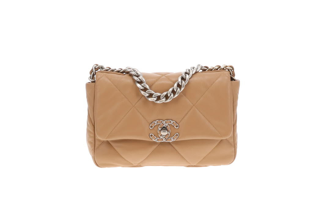Chanel 19 Bag Small In Beige Lambskin 2024