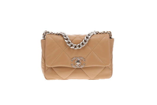 Chanel 19 Bag Small In Beige Lambskin 2024