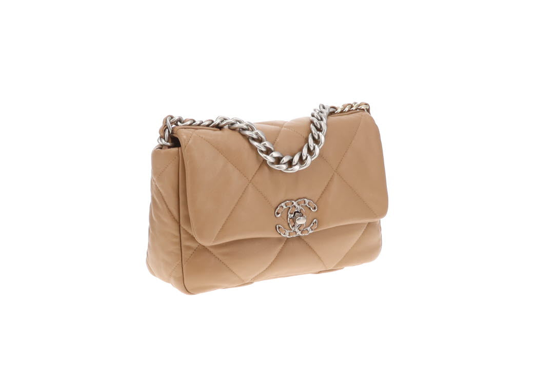 Chanel 19 Bag Small In Beige Lambskin 2024