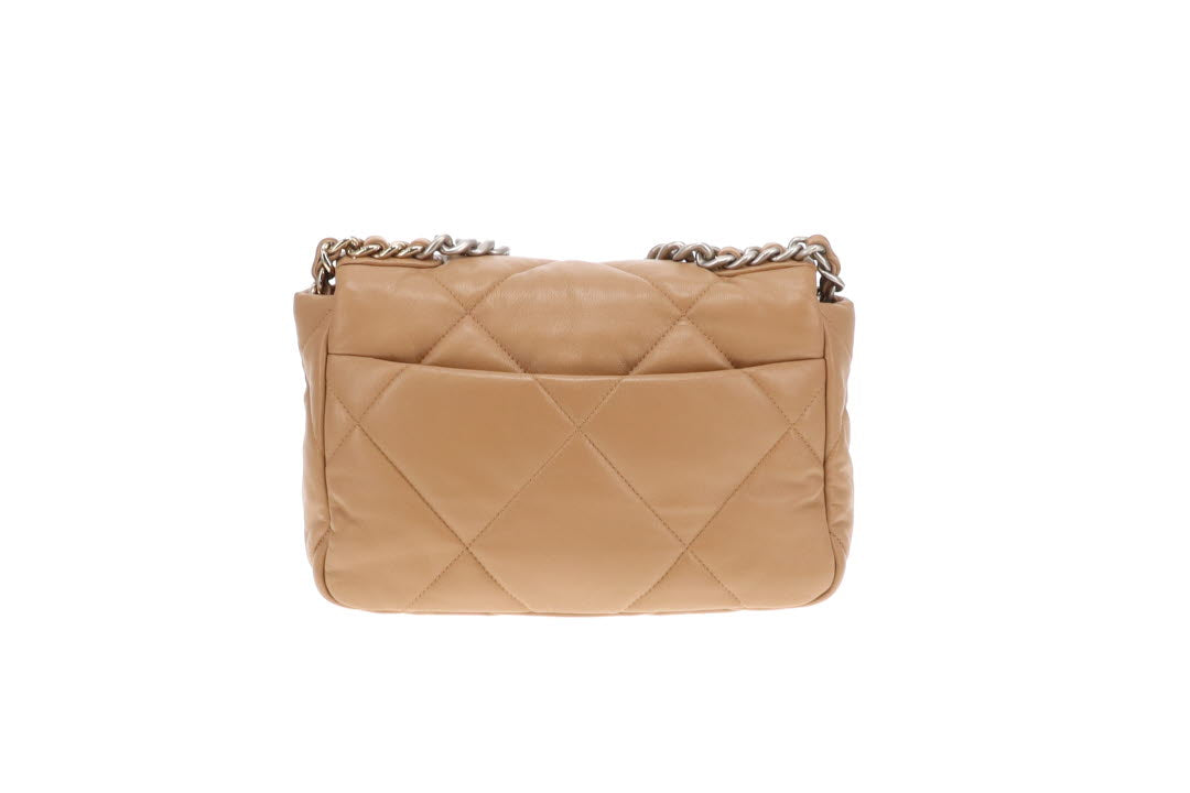 Chanel 19 Bag Small In Beige Lambskin 2024