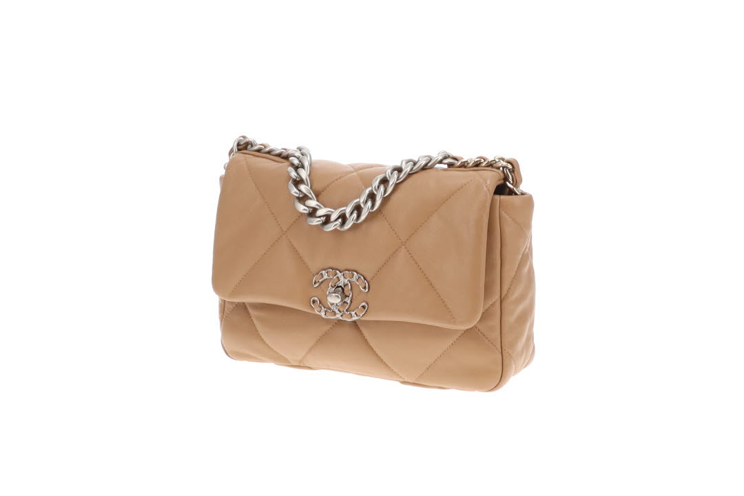Chanel 19 Bag Small In Beige Lambskin 2024