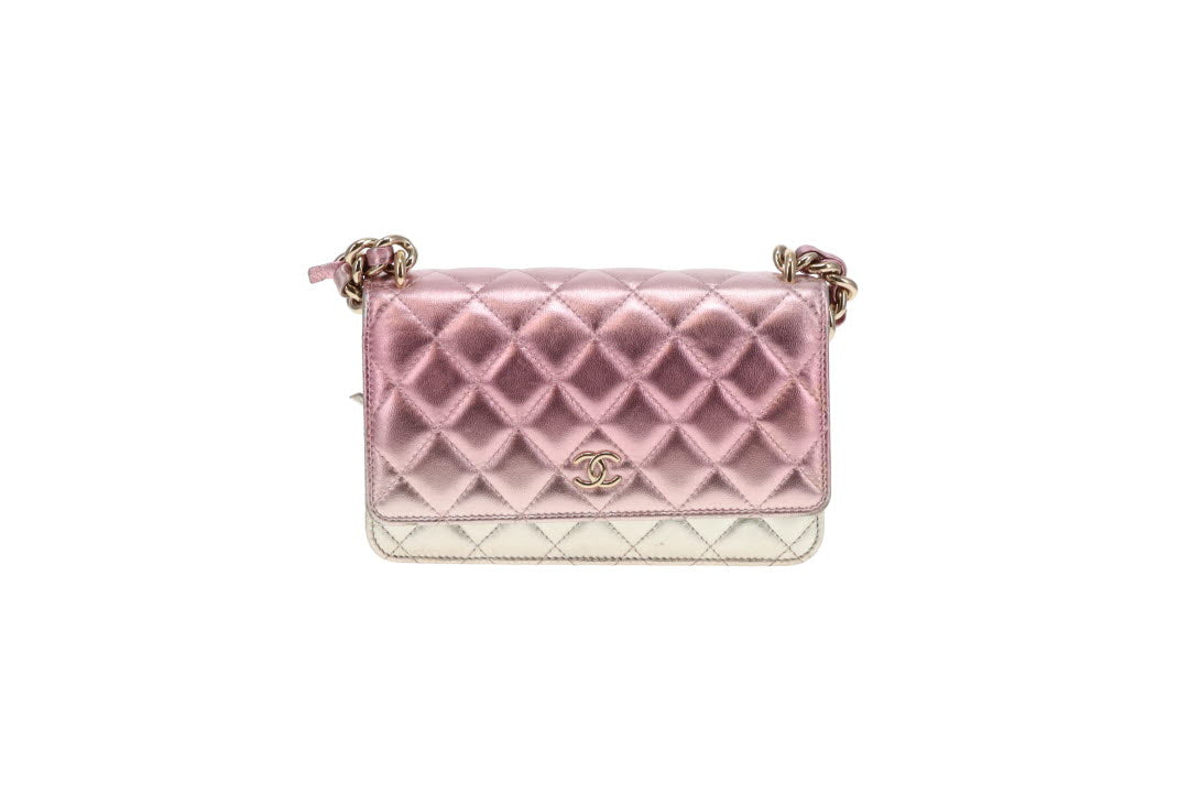 Chanel Wallet on Chain Pink Gradient Iridescent with Chunky Chain (NFID)