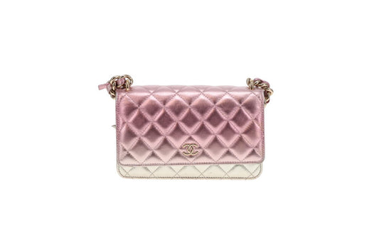 Chanel Wallet on Chain Pink Gradient Iridescent with Chunky Chain (NFID)