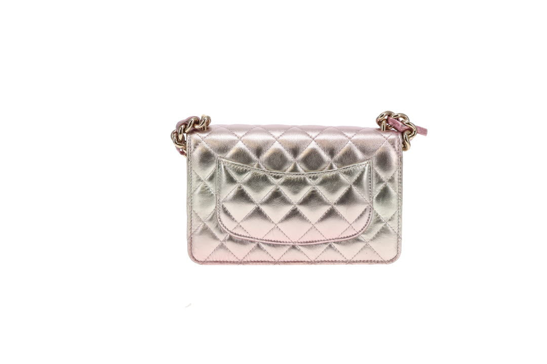 Chanel Wallet on Chain Pink Gradient Iridescent with Chunky Chain (NFID)