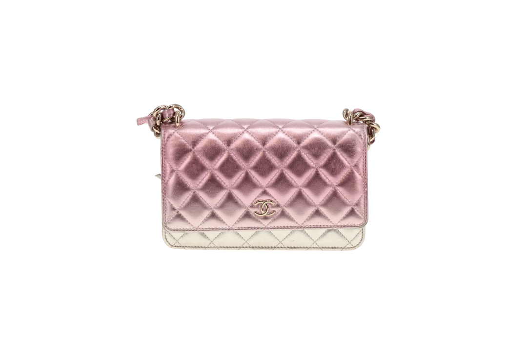 Chanel Wallet on Chain Pink Gradient Iridescent with Chunky Chain (NFID)