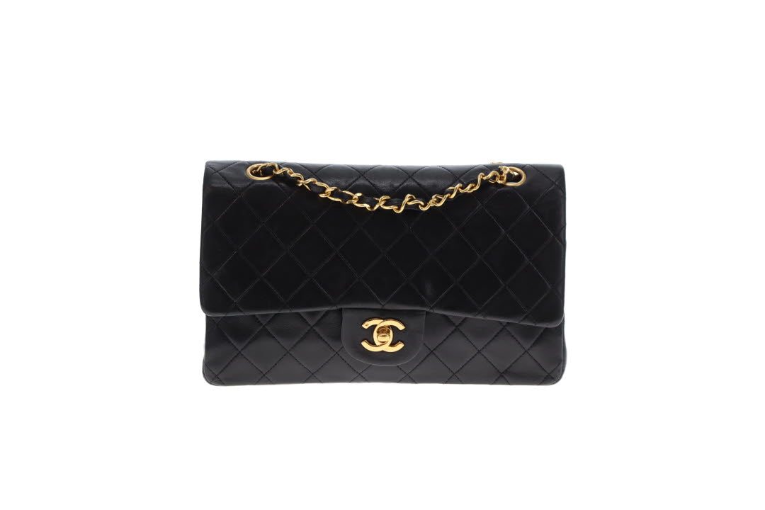 Chanel Classic Double Flap Med Black Lambskin GHW 1989/91