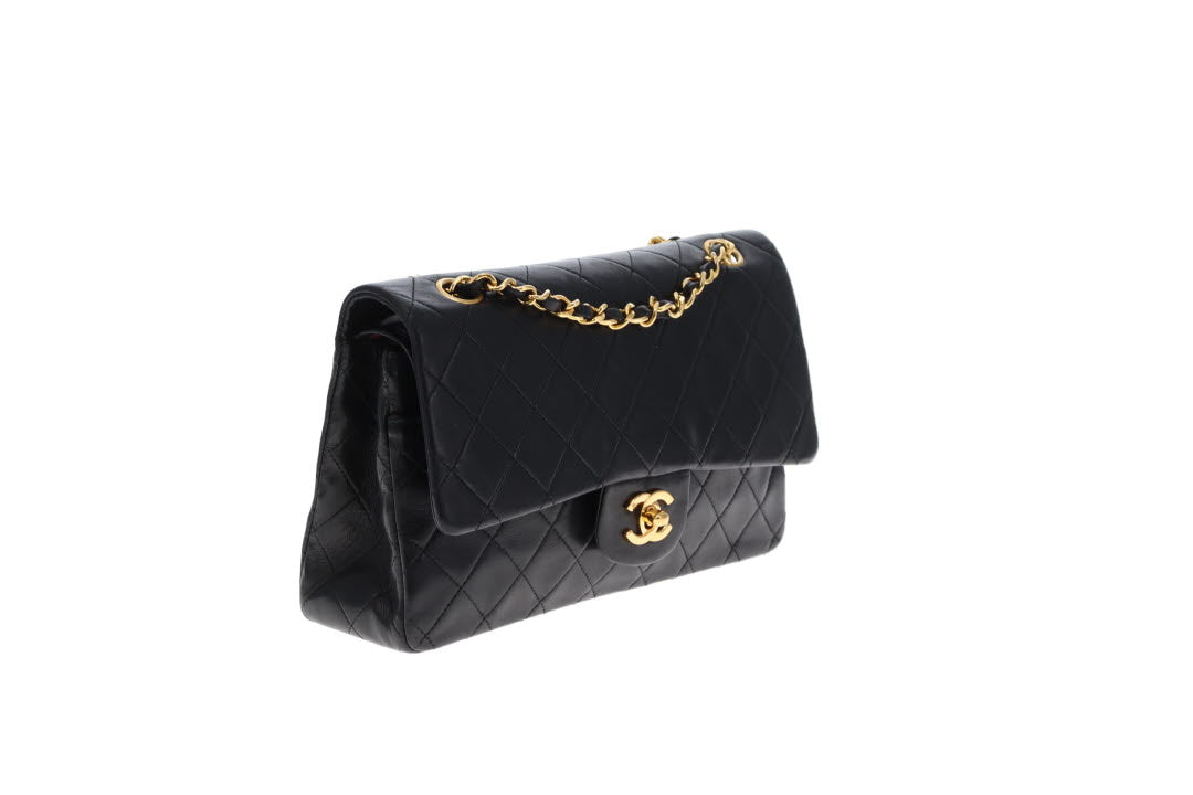 Chanel Classic Double Flap Med Black Lambskin GHW 1989/91