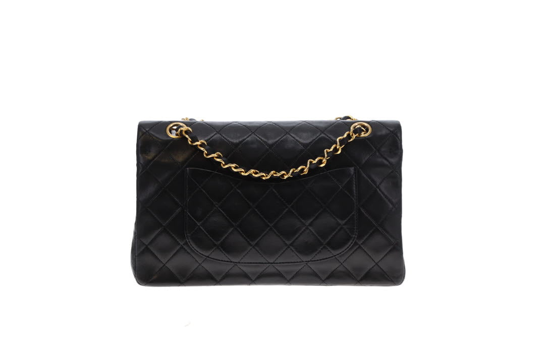 Chanel Classic Double Flap Med Black Lambskin GHW 1989/91