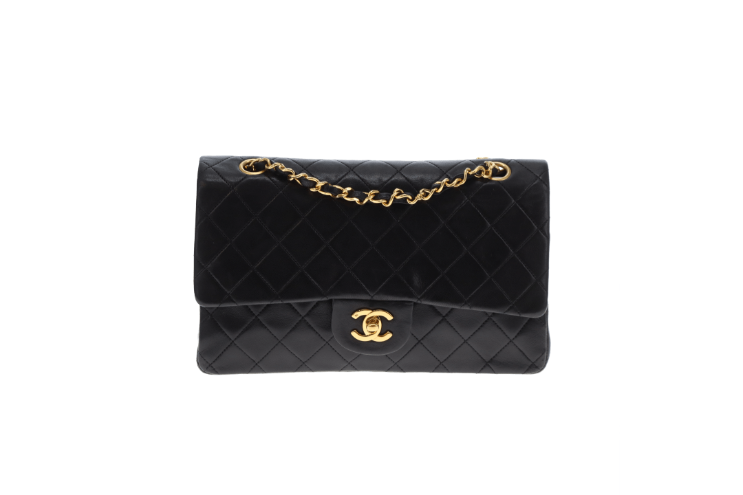 Chanel Classic Double Flap Med Black Lambskin GHW 1989/91