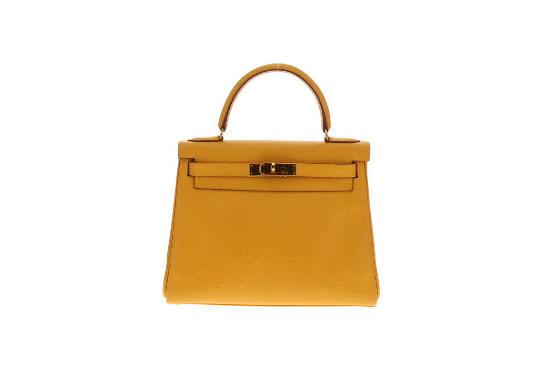 Hermes Kelly 28 Retourne Jaune Ambre Courcheval GHW 1997