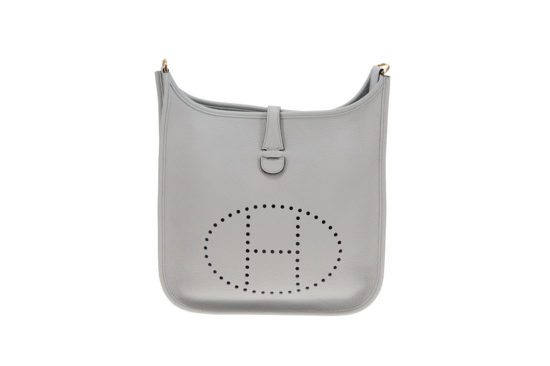 Hermes Evelyne III Bleu Brume Clemence PM Bag