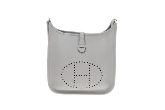 Hermes Evelyne III Bleu Brume Clemence PM Bag