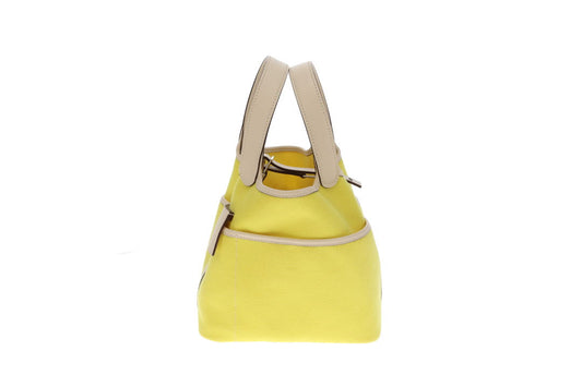 Hermes Picotin Cargo Lock 18 In Jaune Citron & Nata Swift & Toile Canvas