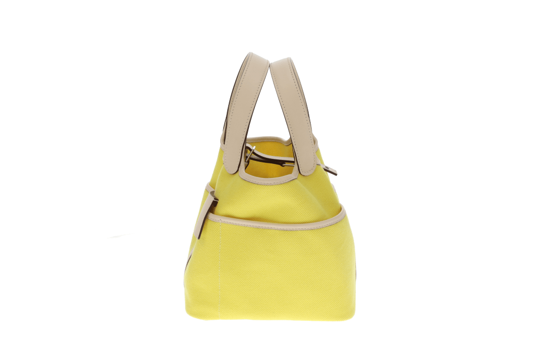 Hermes Picotin Cargo Lock 18 In Jaune Citron & Nata Swift & Toile Canvas