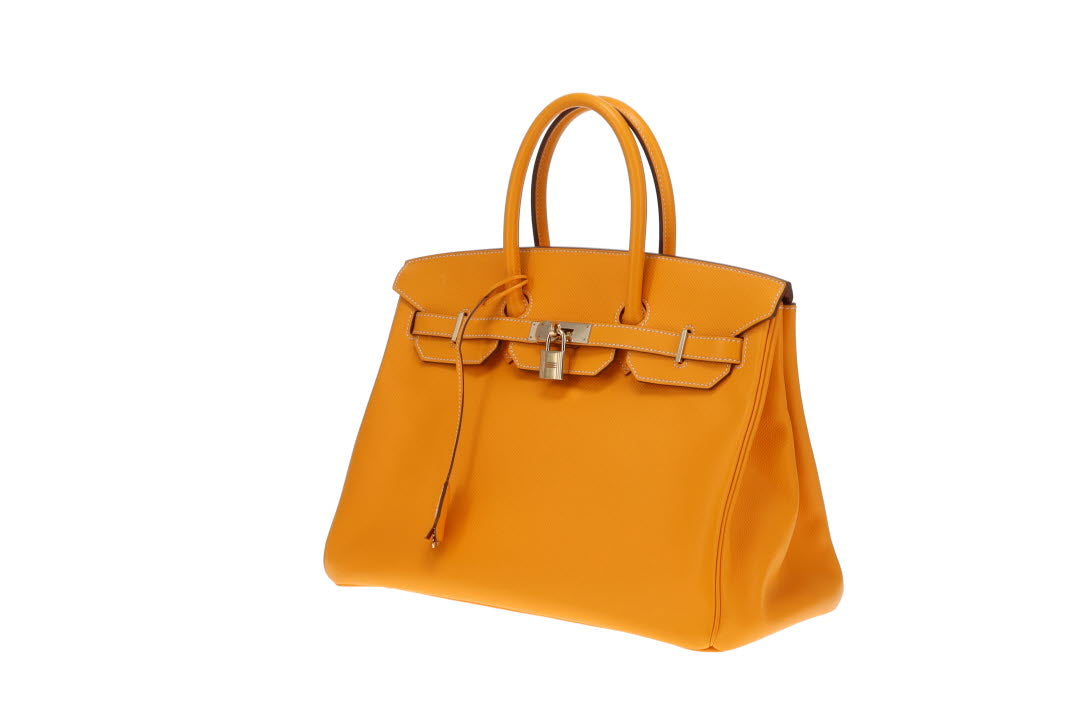 Hermes Birkin 35 Candy Jaune D'or & Potiron With Permabrass Hardware 2012