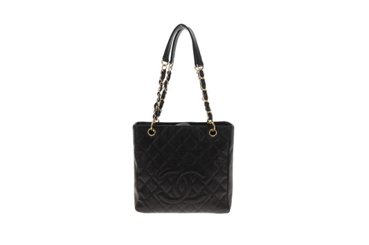 Chanel Petite Shopping Tote Black Caviar Leather Vintage 2004/05