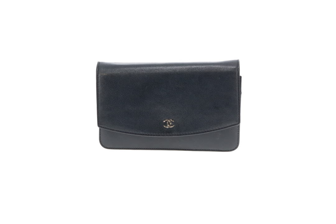 Chanel Wallet On Chain Navy Caviar Leather Silver Hardware 2013/14