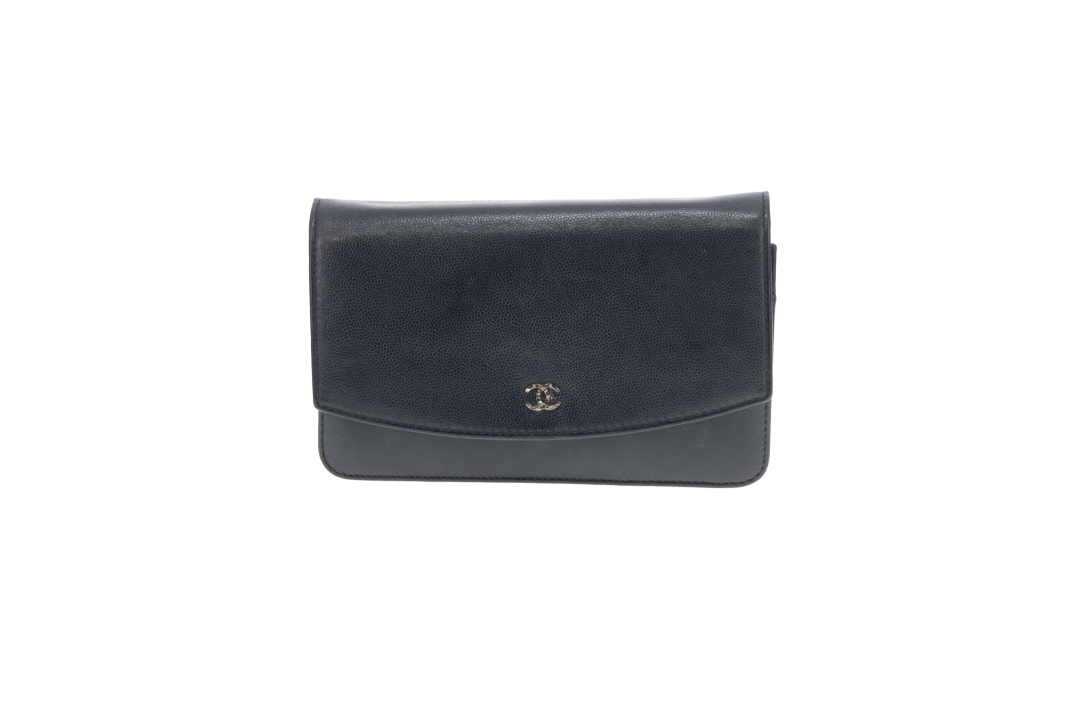 Chanel Wallet On Chain Navy Caviar Leather Silver Hardware 2013/14