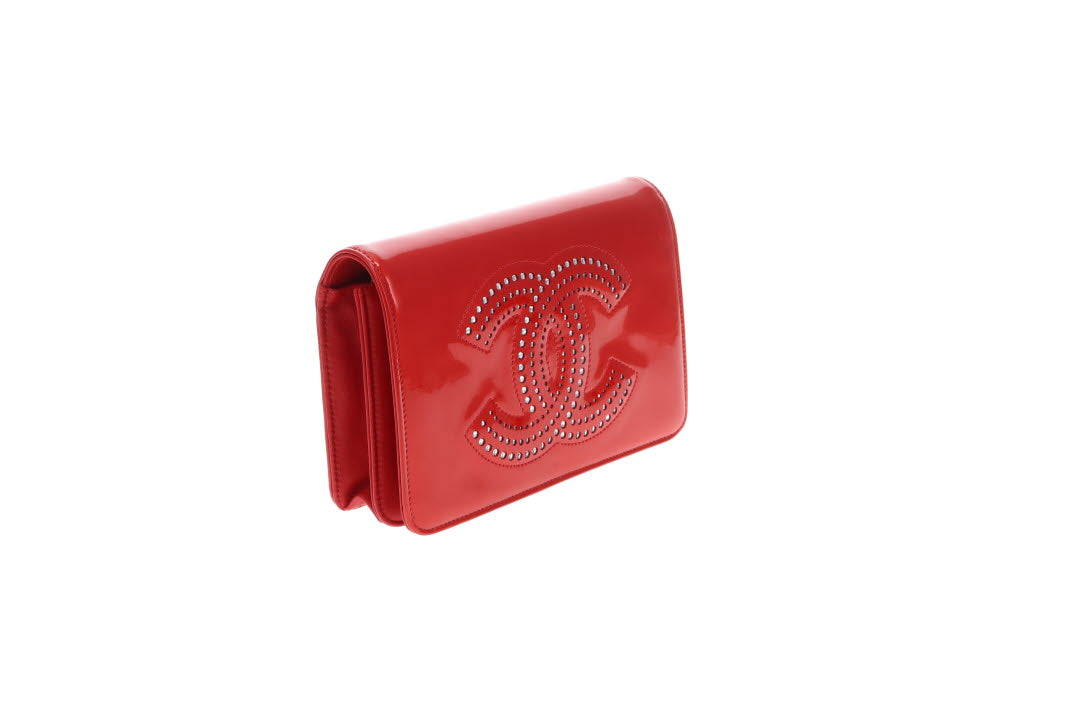 Chanel Wallet On Chain Strass CC Red Patent Leather 2009