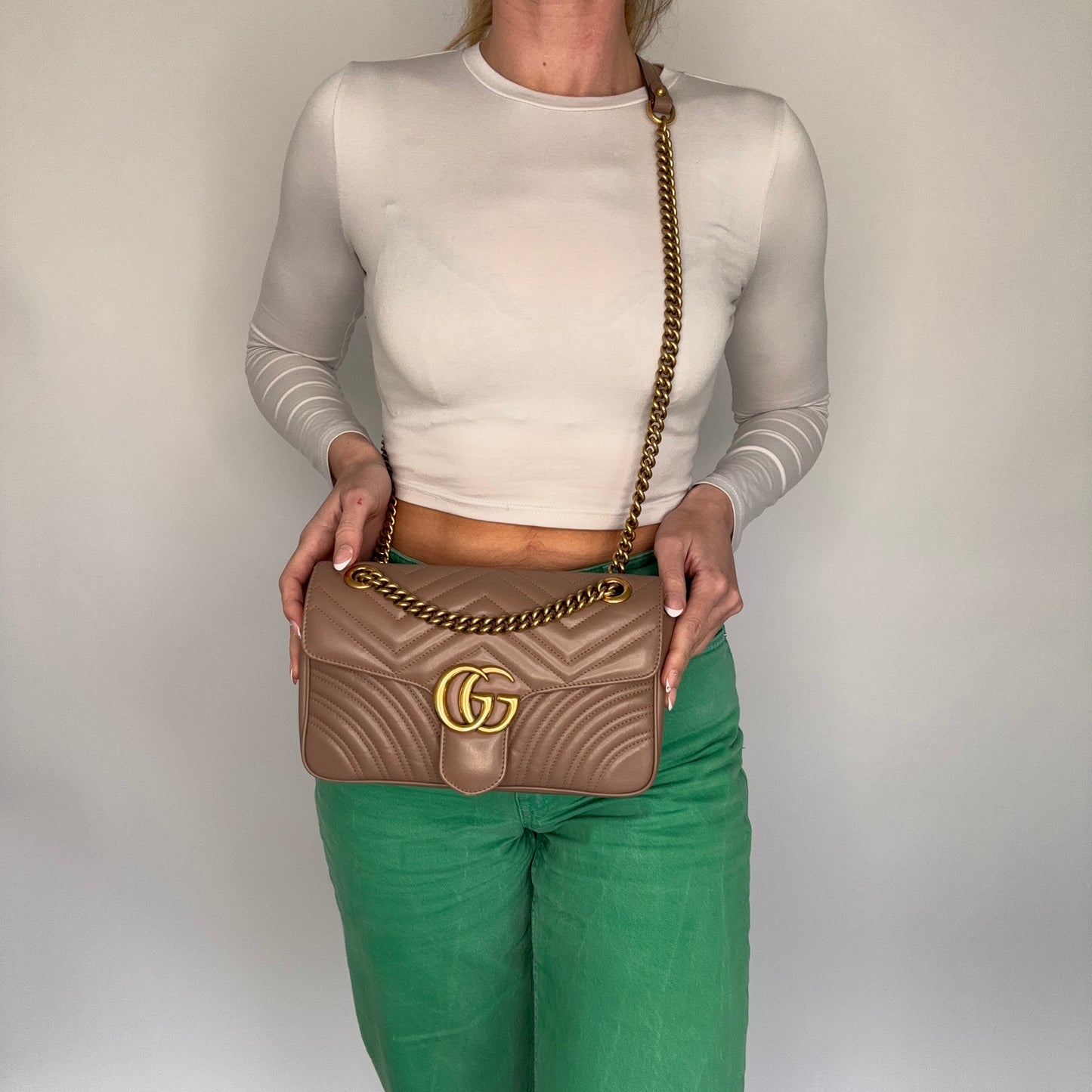 Gucci Marmont Medium Shoulder Bag Dusty Pink