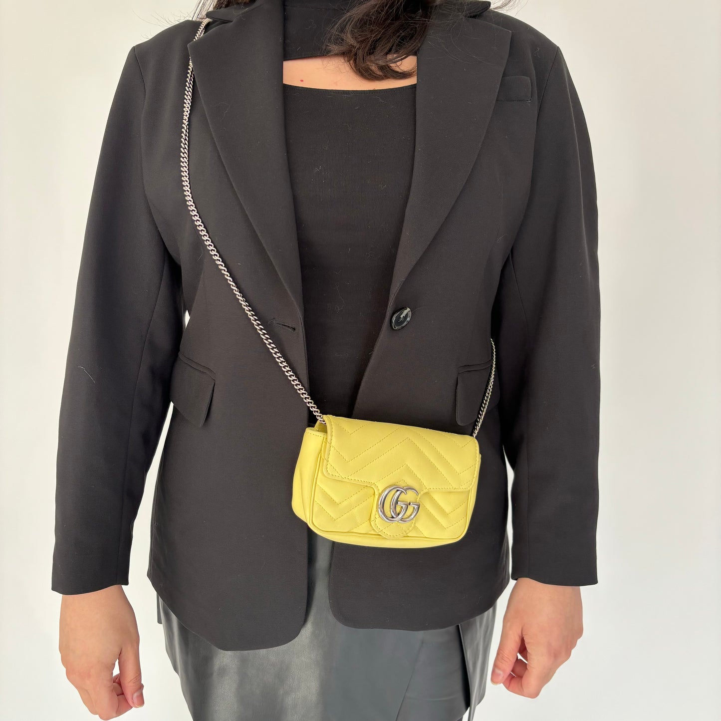 Gucci Lemon Yellow Super Mini Marmont Chain Bag