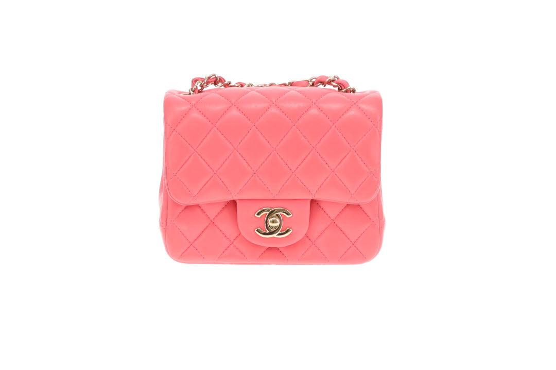 Chanel  Classic Mini Square Flap Pink Lambskin GHW 2020