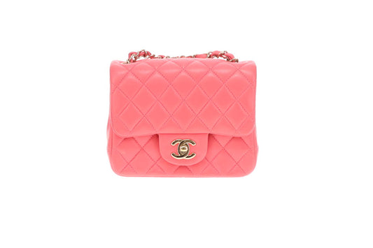 Chanel  Classic Mini Square Flap Pink Lambskin GHW 2020