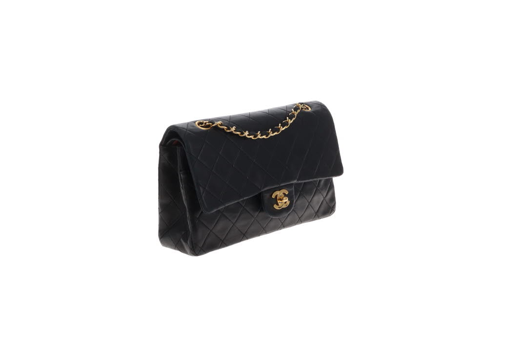 Chanel Classic Double Flap Vintage Black Lambskin 1989/91 GH