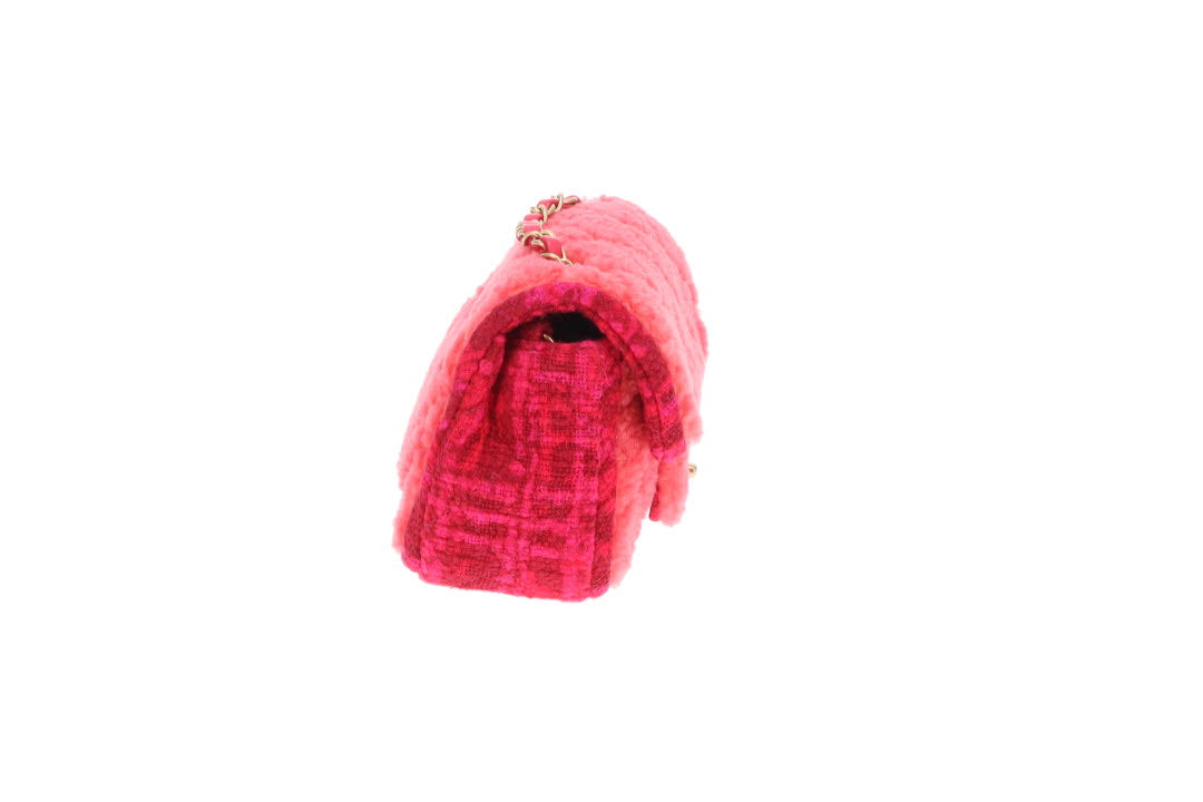 Chanel Classic Mini Square Pink Shearling and Tweed 2020