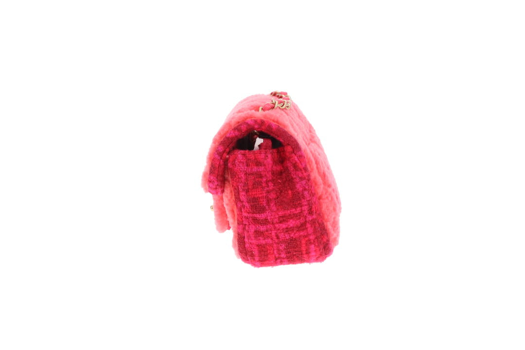 Chanel Classic Mini Square Pink Shearling and Tweed 2020
