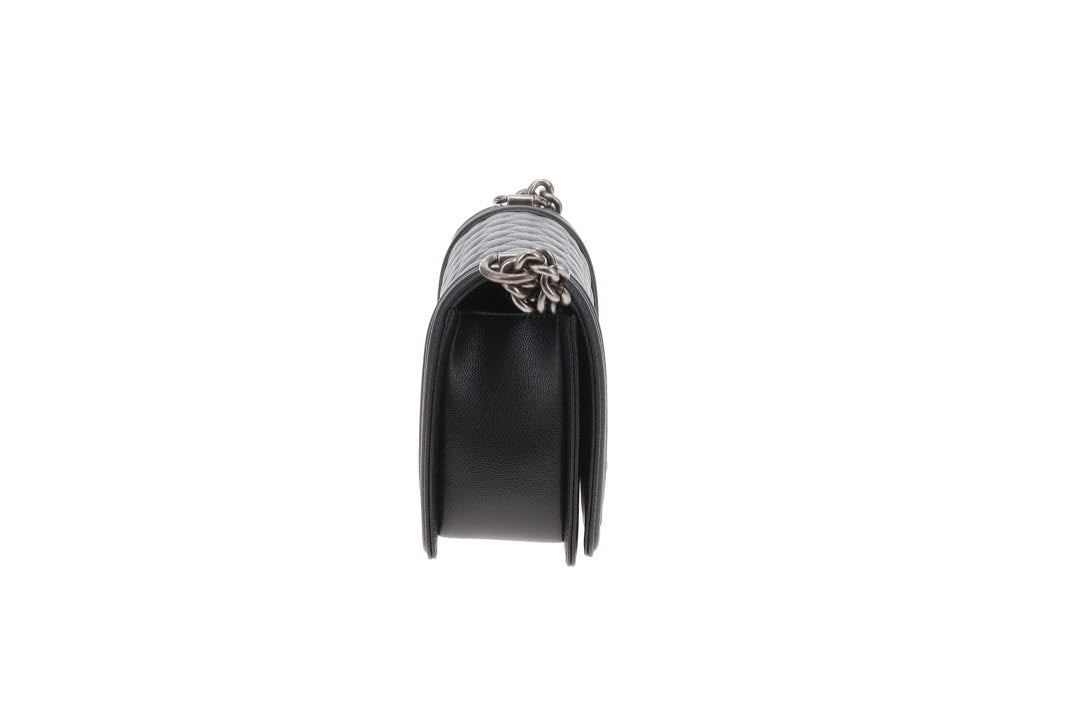 Chanel Boy Bag Medium Black with Ruthenium HW (NFID)