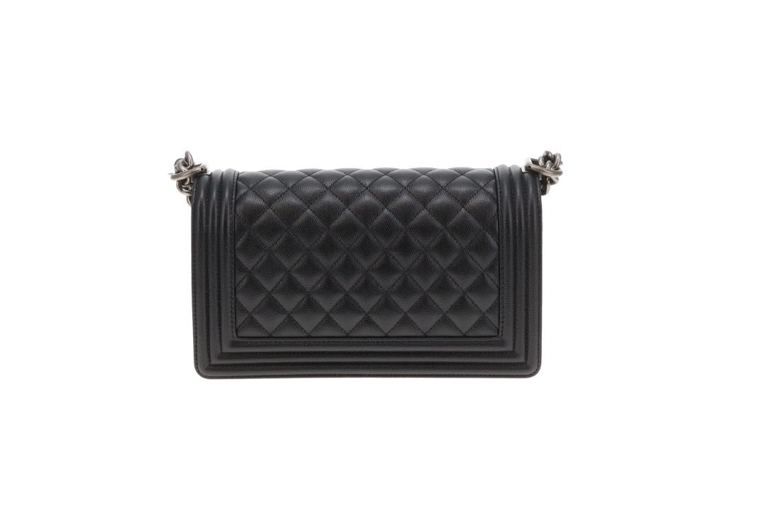 Chanel Boy Bag Medium Black with Ruthenium HW (NFID)