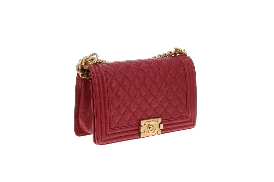 Chanel Boy Bag New Medium In Red Soft Caviar 2018/19