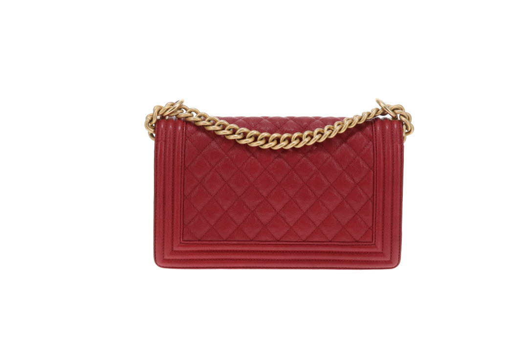 Chanel Boy Bag New Medium In Red Soft Caviar 2018/19