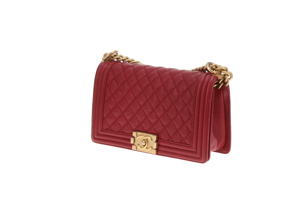 Chanel Boy Bag New Medium In Red Soft Caviar 2018/19