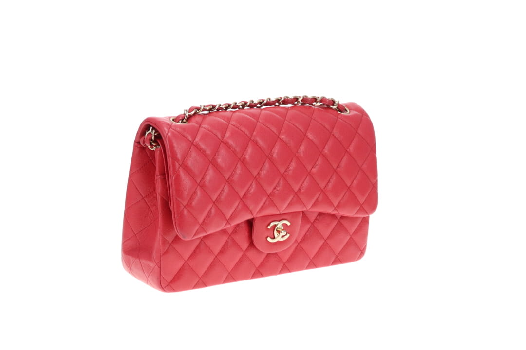 Chanel Classic Jumbo Double Flap Raspberry Caviar GHW 2019