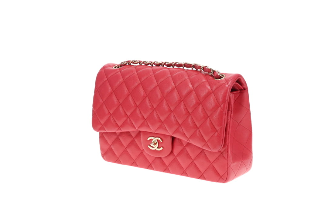 Chanel Classic Jumbo Double Flap Raspberry Caviar GHW 2019