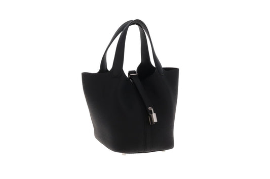 Hermes Picotin 18 Noir Clemence PHW 2025