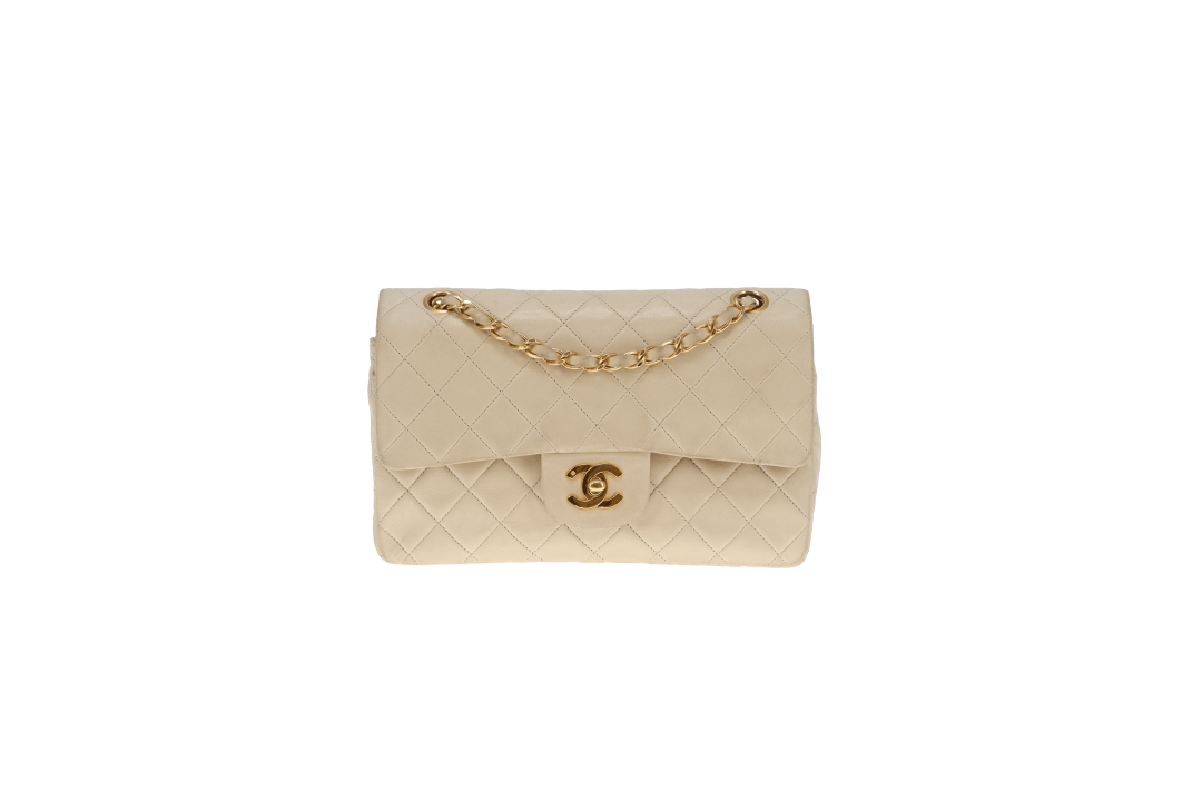 Chanel Classic Double Flap Small Cream Lambskin GHW Vintage
