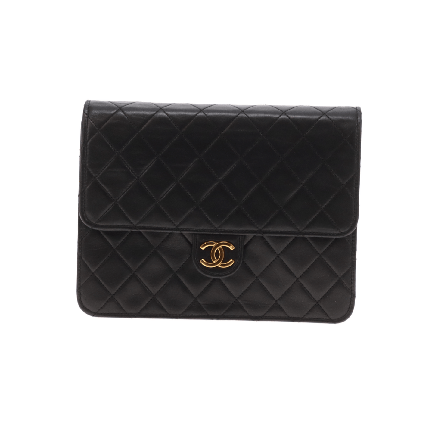Chanel Single Flap Classic Push Lock Vintage Black Lambskin GHW