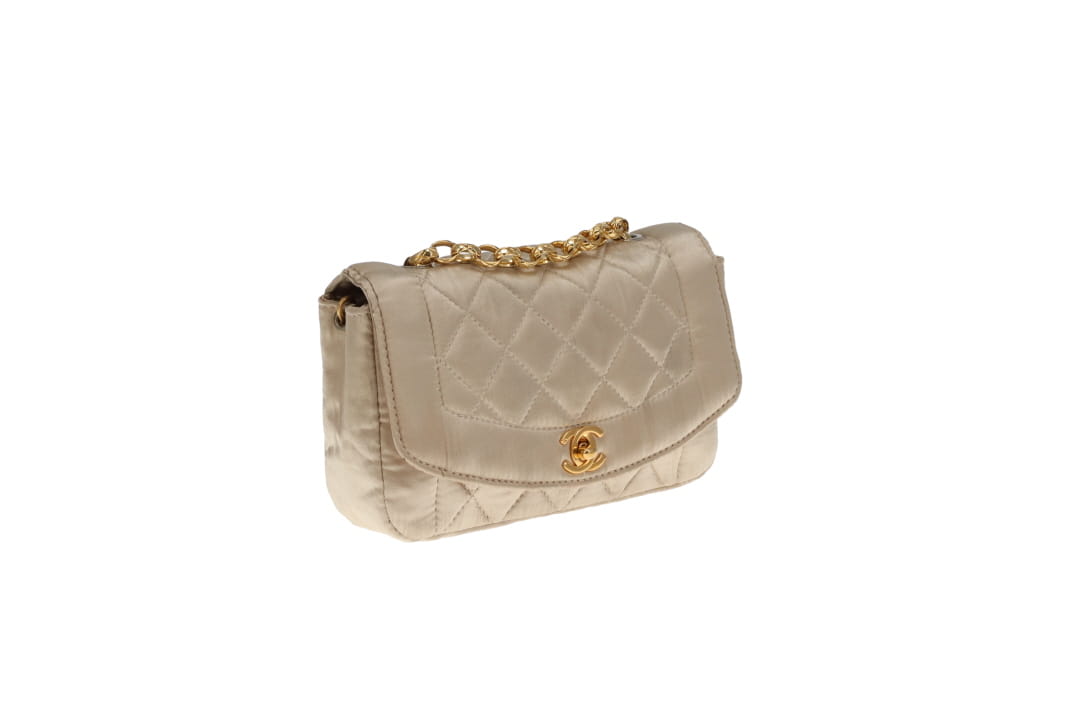Chanel Diana Mini Gold Satin GHW 89/91