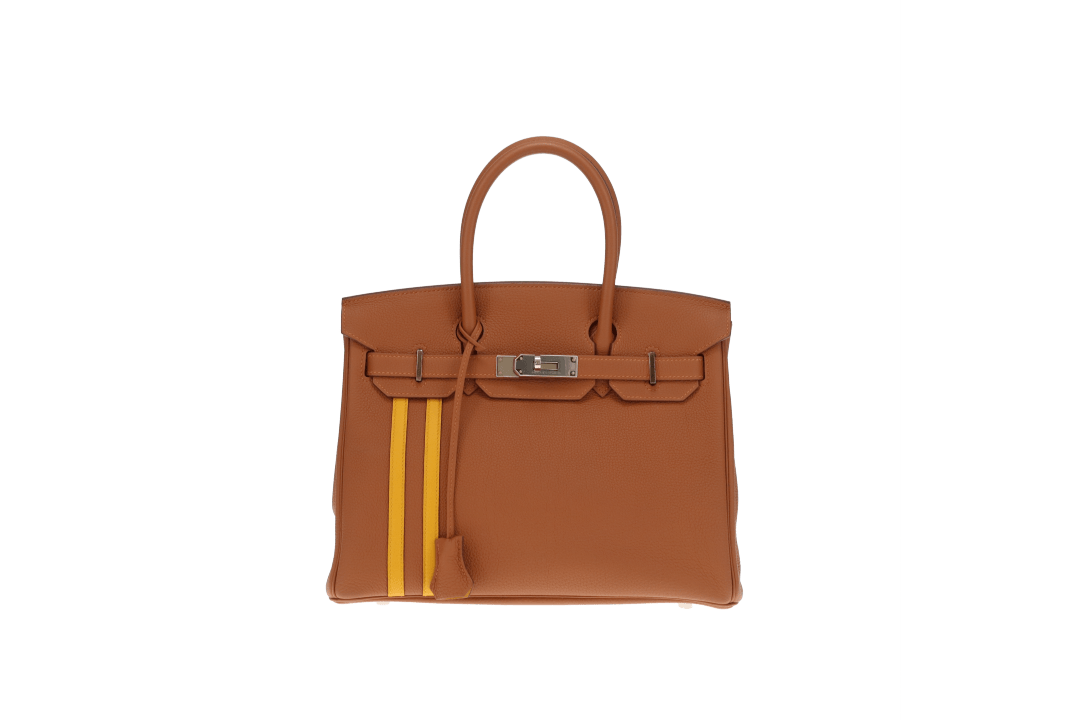 Hermes Birkin 30 Officier Gold Togo leather & Jaune Ambre Swift PHW 2018