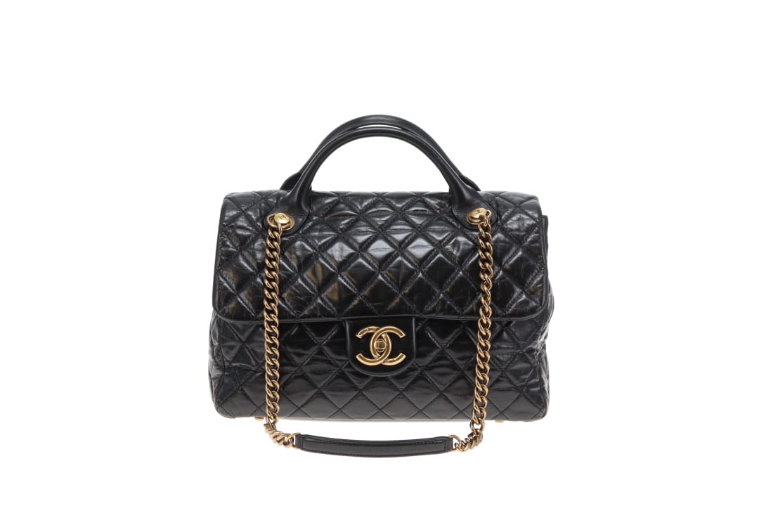 Chanel Castle Rock Bag Paris Edinburgh Black Glazed Leather GHW 2013/14