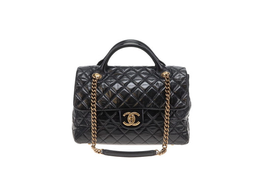 Chanel Castle Rock Bag Paris Edinburgh Black Glazed Leather GHW 2013/14