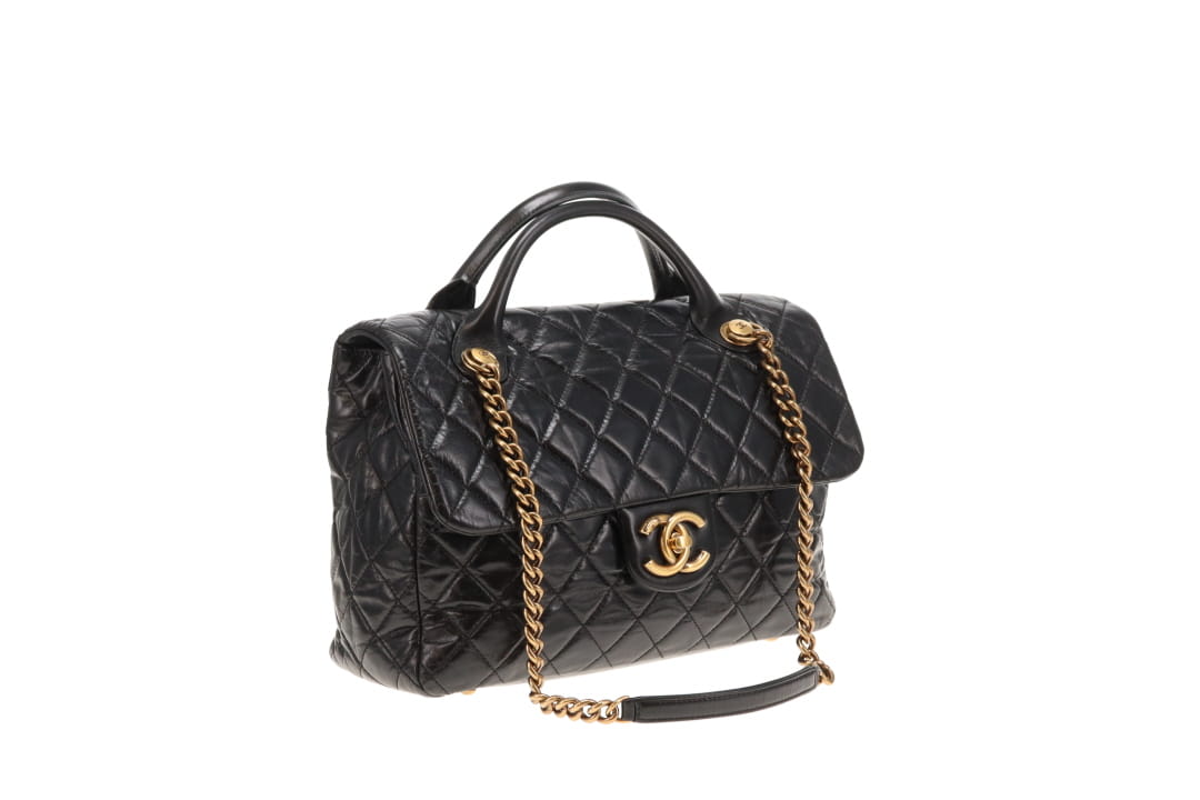 Chanel Castle Rock Bag Paris Edinburgh Black Glazed Leather GHW 2013/14
